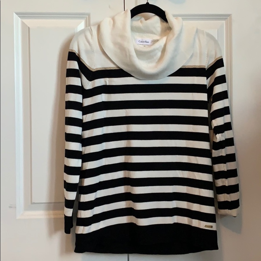 Calvin Klein white v-neck sweater for work